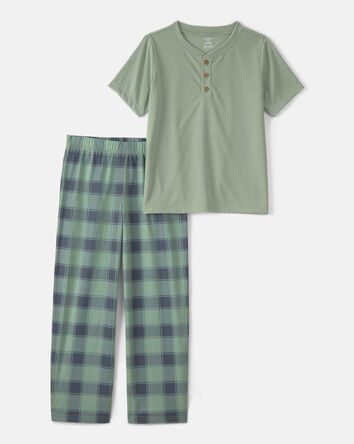 Boys Plaid Loose Fit 2-Piece Pyjama Set - Green, 