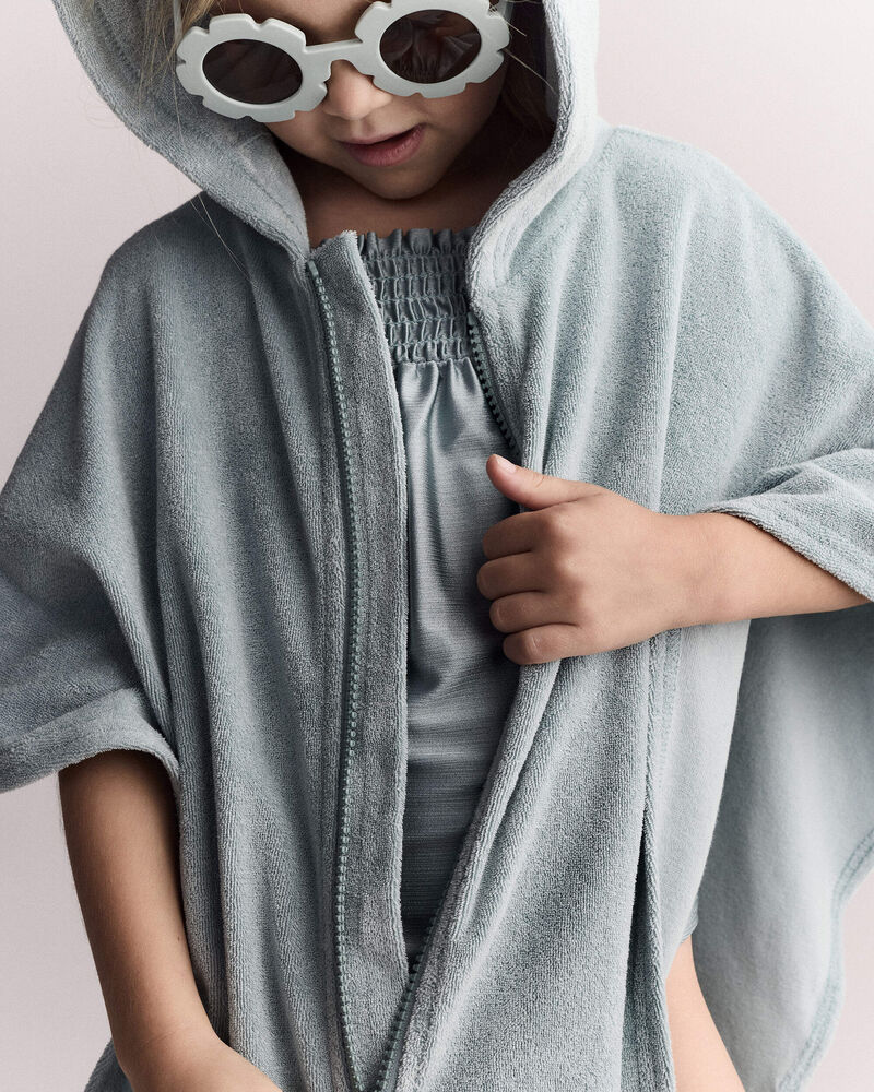 Toddler French Terry Hooded Coverup - Pale Blue, image 3 of 6 slides