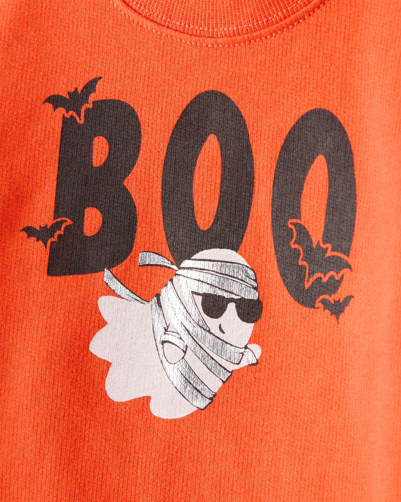 Baby 2-Piece Halloween Ghost Pullover Sweatshirt & Jogger Set - Orange/Black, image 2 of 6 slides