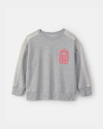 Boys Surf French Terry Long-Sleeve Pullover Sweatshirt - Grey, 