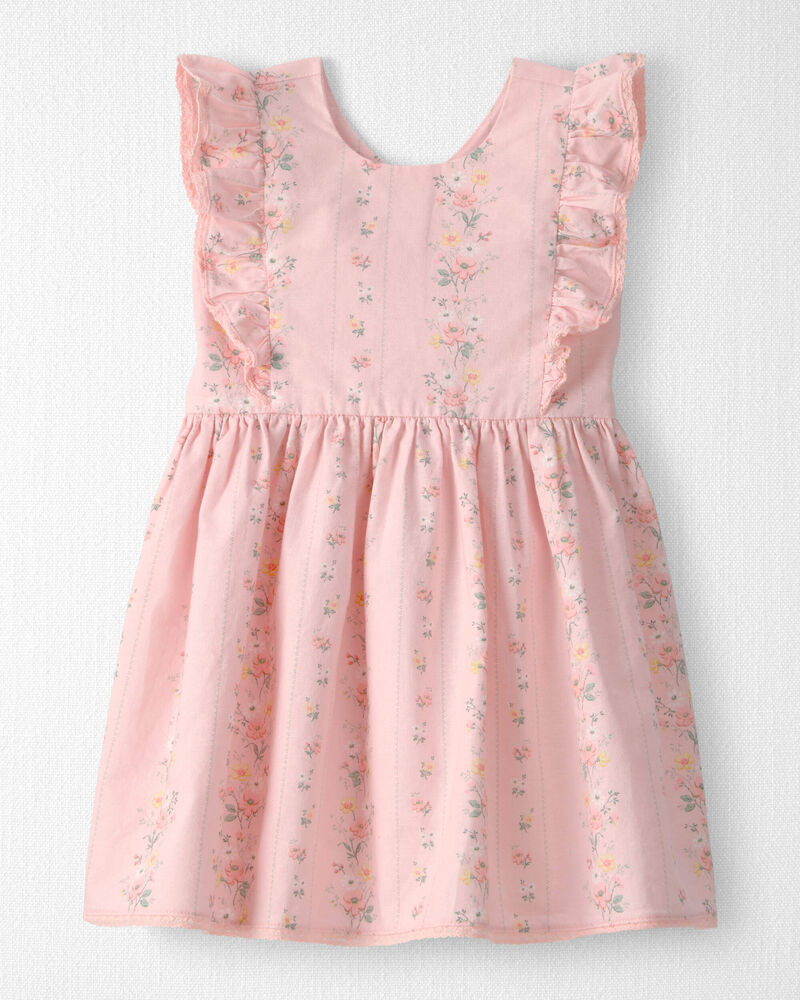 Toddler Girl Ruffle Dress Made with Organic Cotton in Spring Garden Print, image 1 of 5 slides