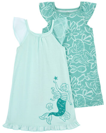 2-Pack Mermaid Nightgowns, 