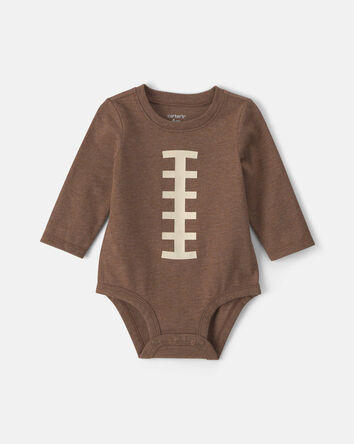 Baby Boy Football Long-Sleeve Graphic Bodysuit - Brown, 