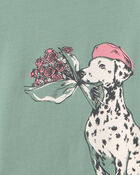 Girls Parisian Dog Long-Sleeve Graphic Tee - Green, image 2 of 3 slides