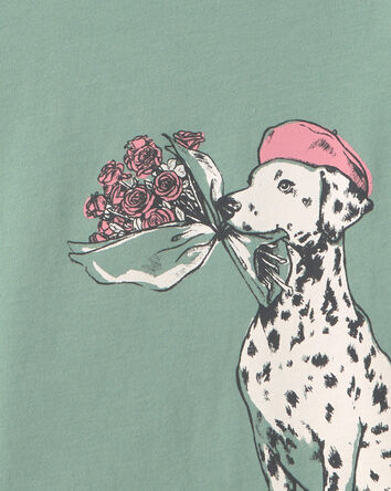 Filles - T-shirt manches longues &agrave; imprim&eacute; chien parisien &ndash; Vert, 