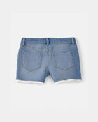 Filles - Short en denim &agrave; bordure ajour&eacute;e - D&eacute;lav&eacute; moyen, image 2 sur 3 diapositives