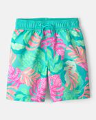 Boys Tropical Swim Trunks - Teal, image 1 of 4 slides