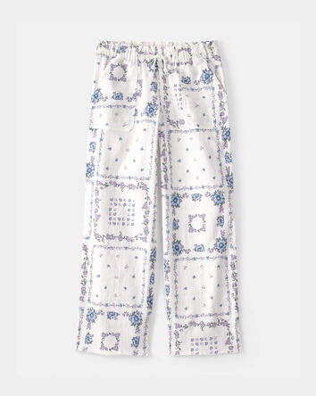 Girls Bandana Drawstring Pants - Ivory, 