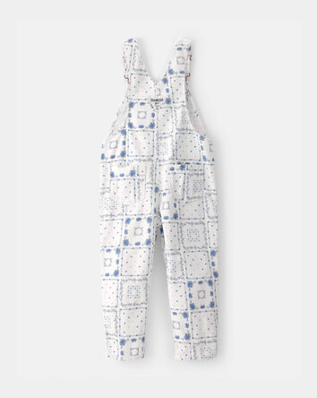 Toddler Girl Bandana Overalls - White, 