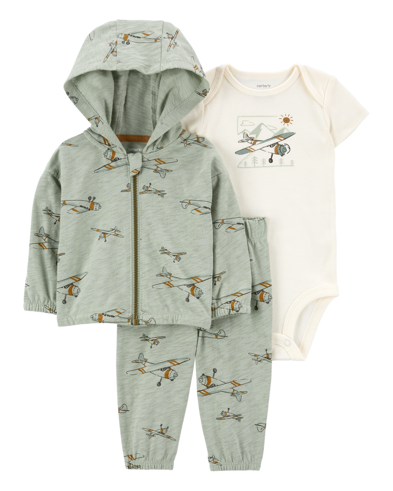 Baby 3-Piece Airplane Little Jacket Set, image 1 of 4 slides