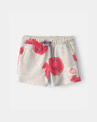 B&eacute;b&eacute; gar&ccedil;on - Short en jersey bouclette &agrave; motif poissons-globes - Gris/Rouge, image 1 sur 3 diapositives