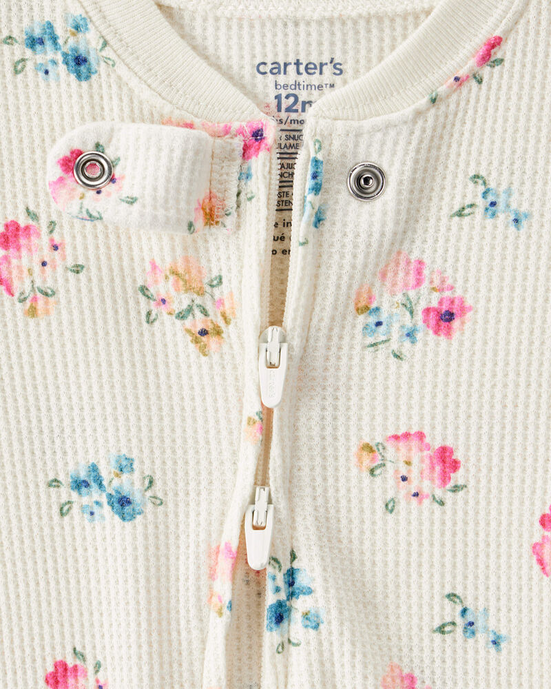 Baby Girl Floral Cotton Long-Sleeve Snug Fit 1-Piece pyjamas - White, image 2 of 4 slides
