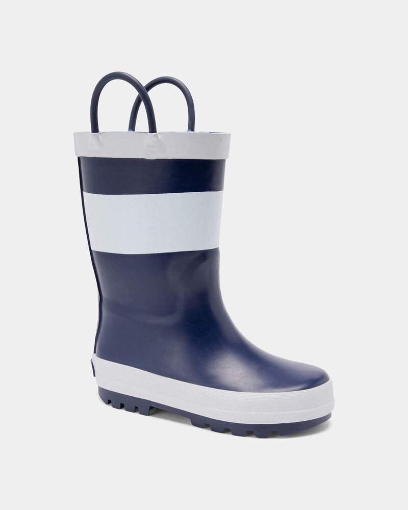 Toddler Boy Striped Rain Boots - Navy/White, image 1 of 6 slides