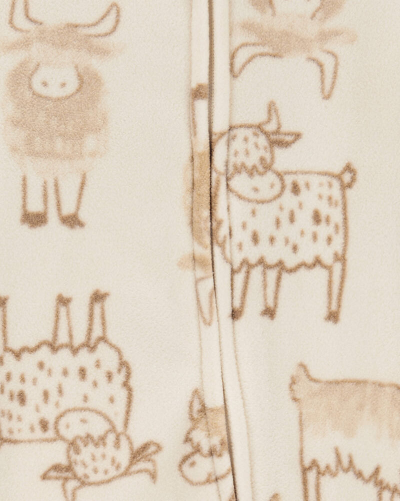 Baby Highland Cow 2-Way Zip Fleece Sleeper Pyjamas, image 2 of 4 slides