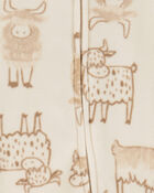 Baby Highland Cow 2-Way Zip Fleece Sleeper Pyjamas, image 2 of 4 slides