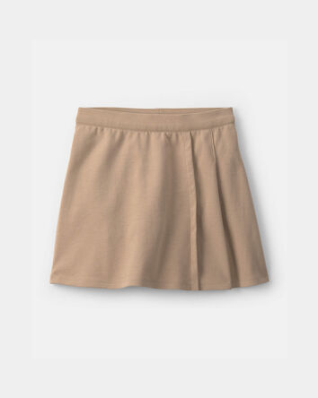 Filles - Jupe-short d&rsquo;uniforme en tricot point de Rome - Kaki, 