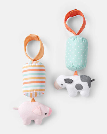 Baby Cow & Pig Plush Chime Toy Set, 