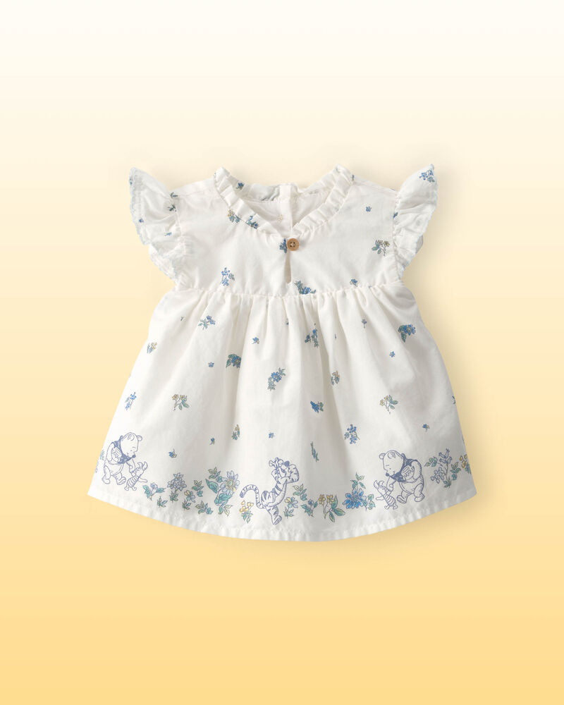 Baby Girl Disney&copy; Winnie the Pooh Ruffle-Sleeve Floral Top - White, image 1 of 4 slides