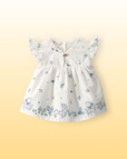 Baby Girl Disney&copy; Winnie the Pooh Ruffle-Sleeve Floral Top - White, image 1 of 4 slides