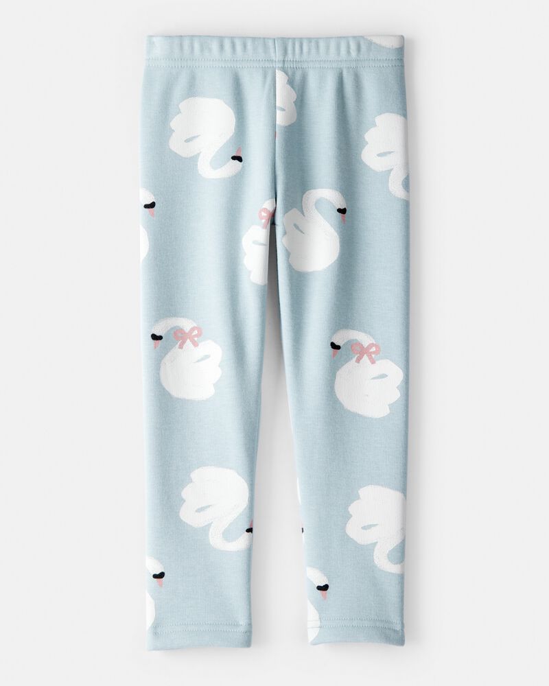 Toddler Girl Swan Pull-On Stretch Cozy Leggings - Blue, image 2 of 4 slides