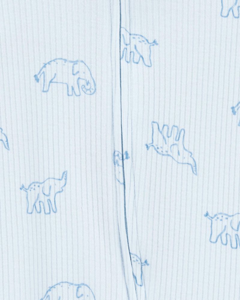 Bébé Ensemble 2 pièces grenouillère à fermeture à glissière à 2 sens à éléphant - Bleu, image 2 sur 3 diapositives