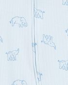 Bébé Ensemble 2 pièces grenouillère à fermeture à glissière à 2 sens à éléphant - Bleu, image 2 sur 3 diapositives