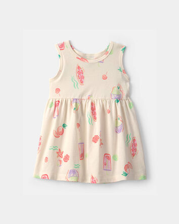 Baby Girl Summer Sleeveless Dress - Cream, 