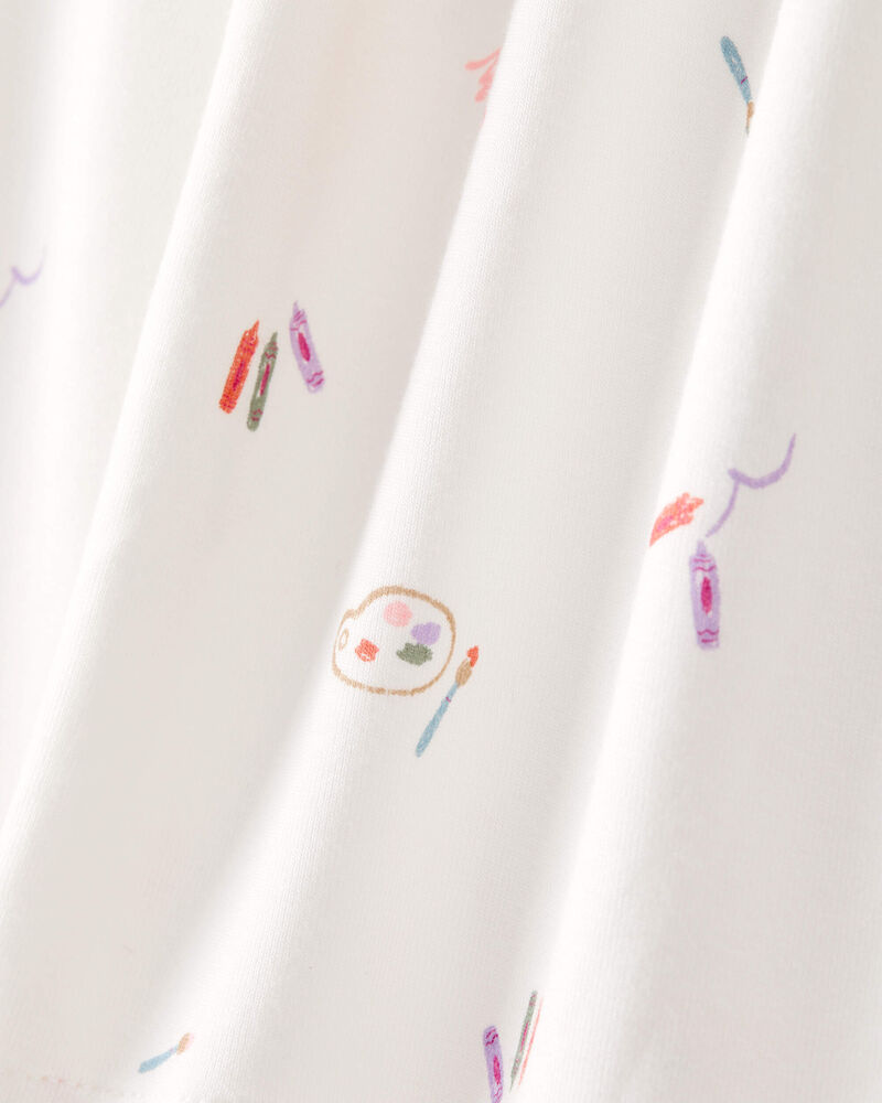 Toddler Girl Painting & colouring Print PurelySoft Long-Sleeve 2-Piece pyjamas - Ivory, image 2 of 5 slides