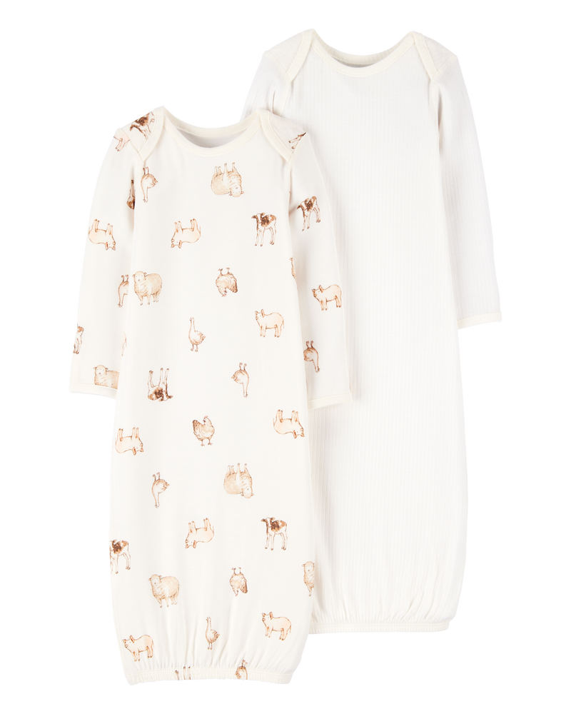 B&eacute;b&eacute; - Emballage de 2 robes de nuit PurelySoft - Gris, image 1 sur 5 diapositives