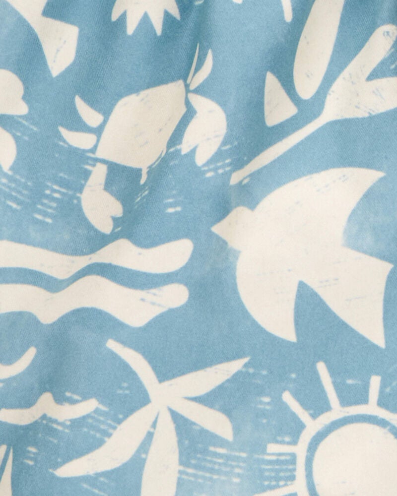 Baby 3-Piece "Beach Vibes" Rashguard Swim Trunk & Hat Set, image 3 of 4 slides