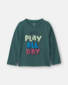 Tout-petit gar&ccedil;on - T-shirt manches longues &agrave; imprim&eacute; &laquo;Let&rsquo;s Play All Day&raquo; - Vert, image 1 sur 2 diapositives