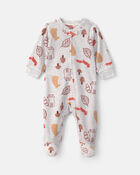 Baby Autumn Fleece 2-Way Zip Sleeper - Grey, image 1 of 5 slides