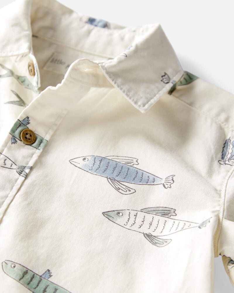 Toddler 2-Piece Fish-Print Set Made with Organic Cotton, image 5 of 6 slides