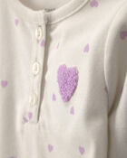 Baby Girl 2-Piece Heart Long-Sleeve Bodysuit & Pant Set - Purple/Cream, image 4 of 7 slides