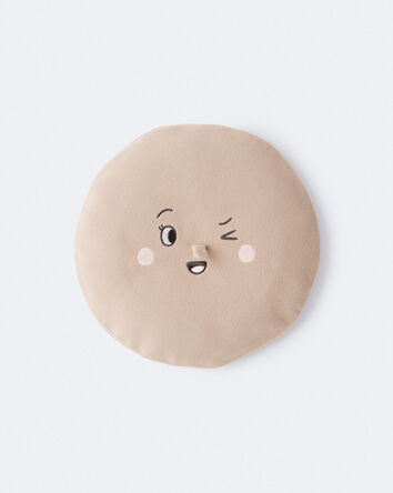 Toddler Girl Beret with Face Graphic - Tan, 