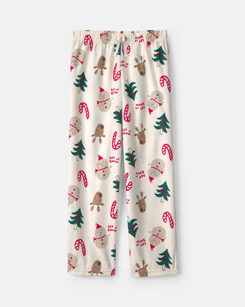 Kids Christmas Icon Fleece Loose Fit Pyjama Bottoms - Cream, 