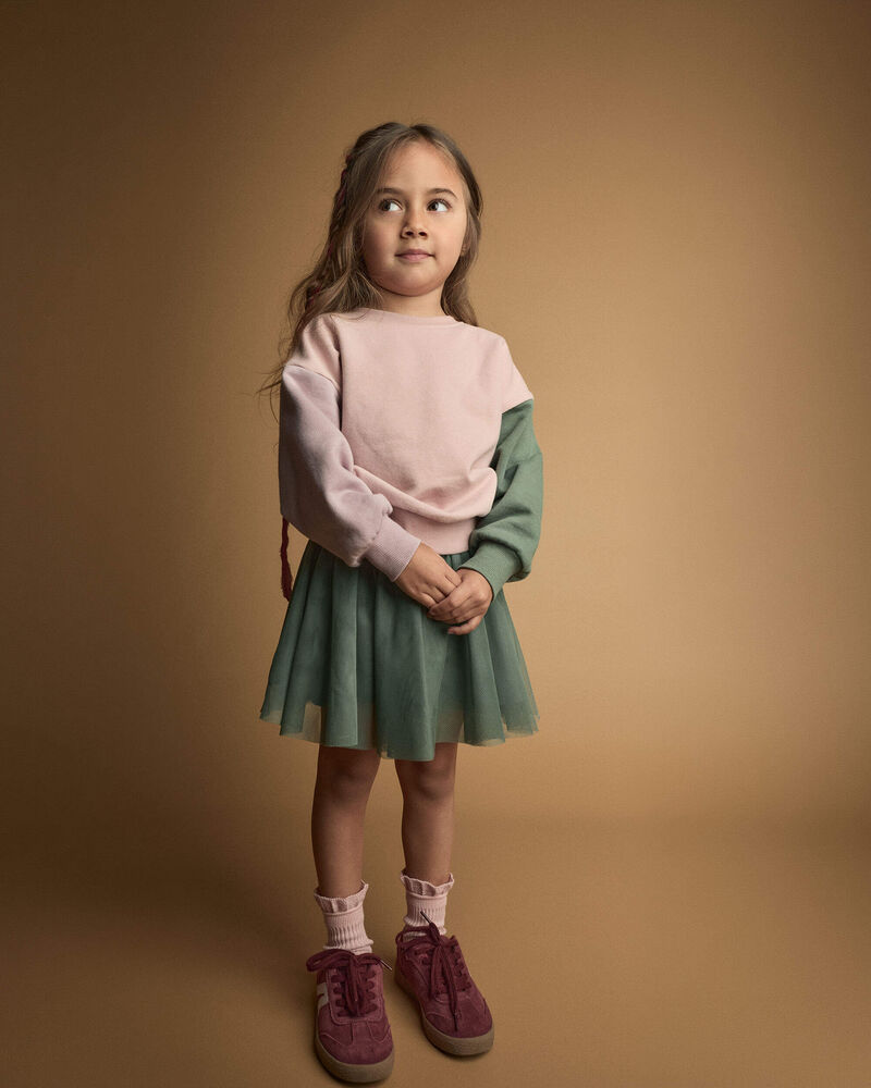 Toddler Girl Colourblock Pullover Sweatshirt - Blush/Mauve/Olive, image 3 of 5 slides