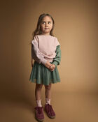 Toddler Girl Colourblock Pullover Sweatshirt - Blush/Mauve/Olive, image 3 of 5 slides