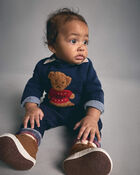 Baby Boy Corduroy Suspender Pants - Blue, image 2 of 6 slides