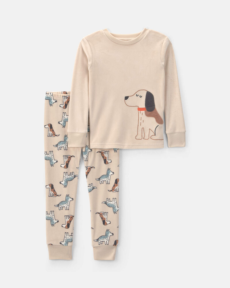 Tout-petit gar&ccedil;on - Pyjama ajust&eacute; 2 pi&egrave;ces en DreamPlush &agrave; motif chien &ndash; Beige, image 1 sur 4 diapositives