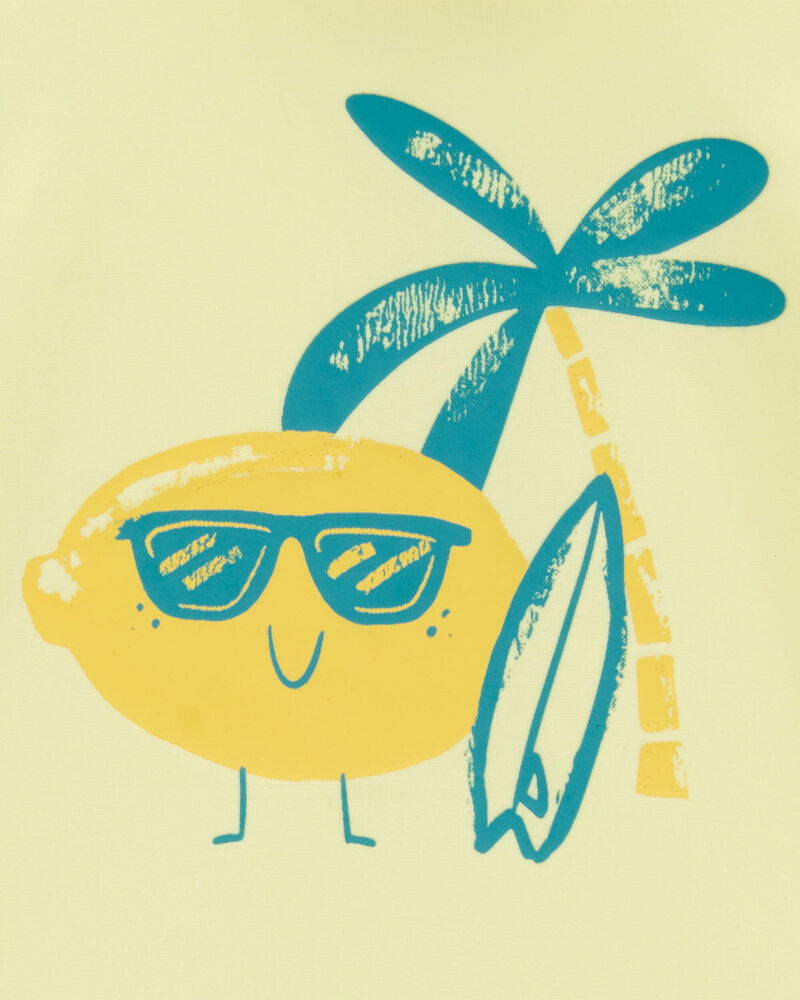 Baby Boy 2-Piece Lemon Rashguard & Swim Trunk Set - Yellow/Blue, image 2 of 3 slides