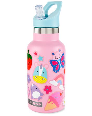 Gourde en acier inoxydable et autocollants — Rose, 