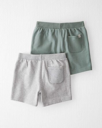 Enfant en bas âge Emballage de 2 shorts en tricot gaufré de coton biologique, 