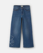 Girls Bear Denim Wide-Leg Jeans - Medium Wash, image 1 of 4 slides