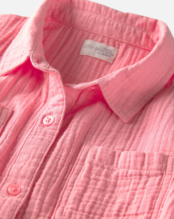 Girls Organic Cotton Gauze Button-Down Top, 