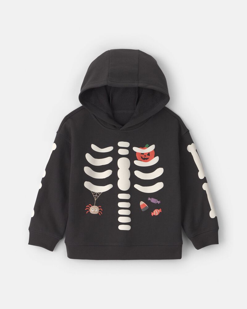 Toddler Boy Skeleton Halloween Hoodie - Black/White, image 1 of 4 slides