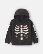 Toddler Boy Skeleton Halloween Hoodie - Black/White, image 1 of 4 slides