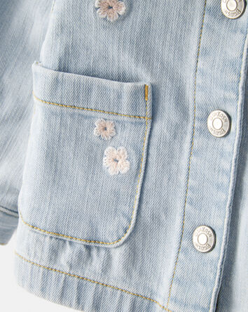 Bébé fille - Blouson en denim brodé à manches longues et broderies - Bleu, 