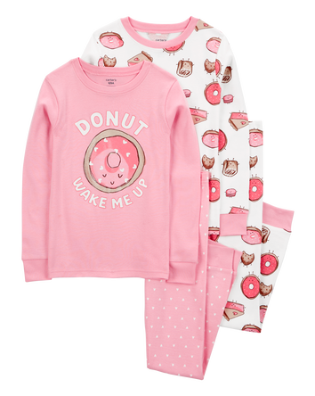 Kid 4-Piece Donut Wake Me Up 100% Snug Fit Cotton Pyjamas, 