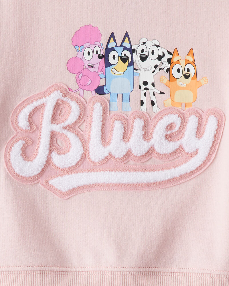B&eacute;b&eacute; fille - Chandail sans glissi&egrave;re en jersey bouclette Bluey - Rose, image 3 sur 3 diapositives